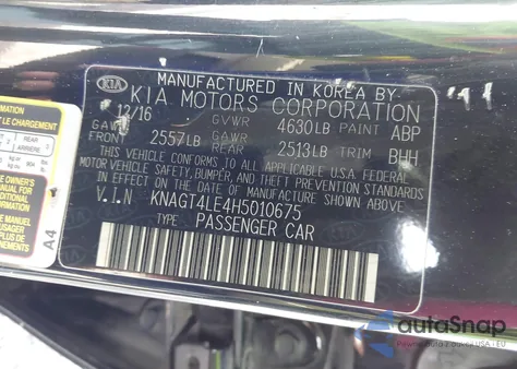 2017 Kia Optima Hybrid z USA, uszkodzony, nr VIN KNAGT4LE4H5010675